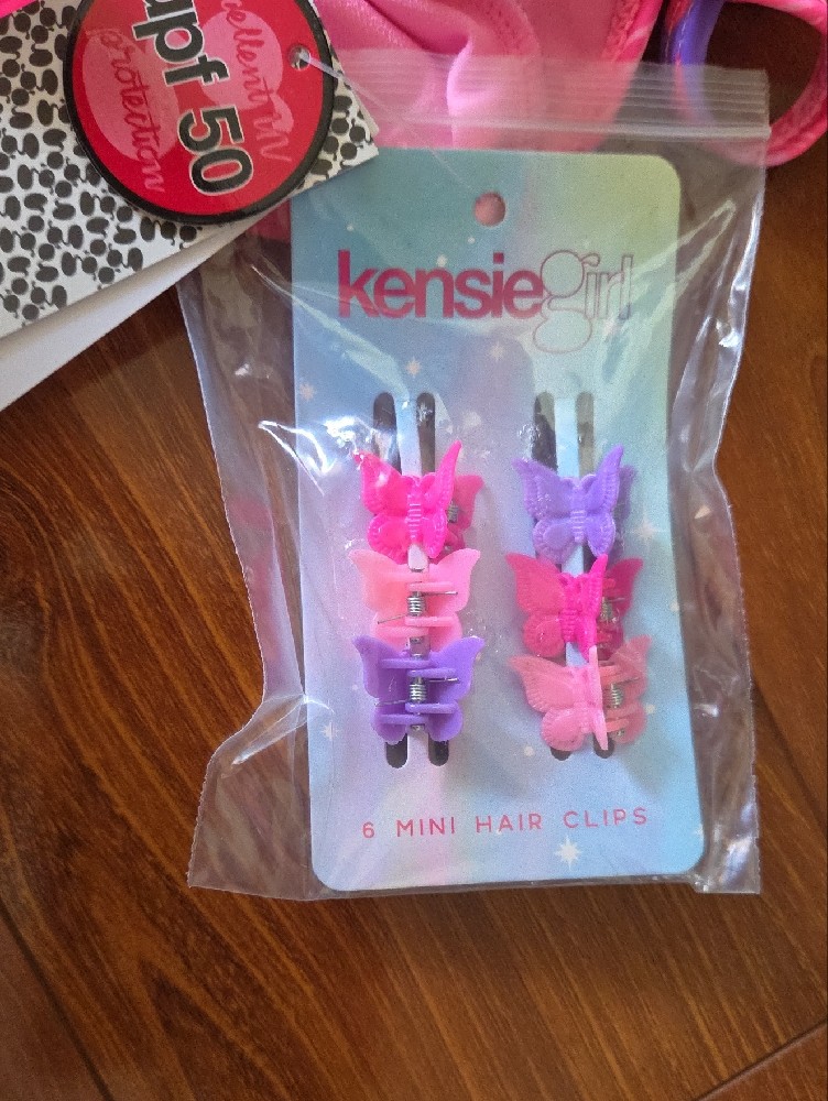 Kensie Girls Pink Floral One-Piece Swimsuit With Hair Clips; Size Girls 7/8 — image 5 of 8